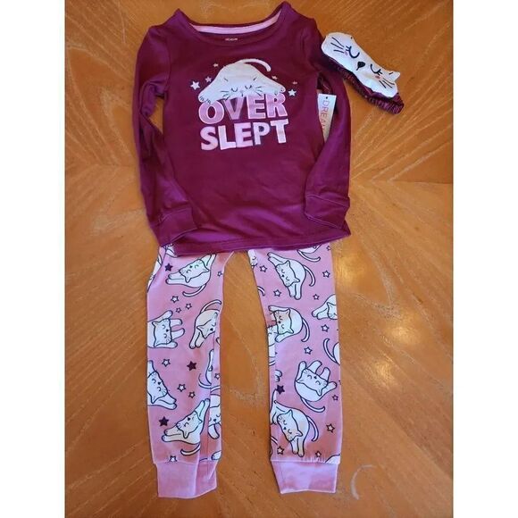 Dreamlife overslept girl pajamas set with eyemask size 4 - Picture 1 of 4
